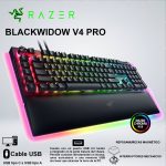 TECLADO GAMER RAZER BLACKWIDOW V4 PRO SWITCHES GREEN COMAND DIAL