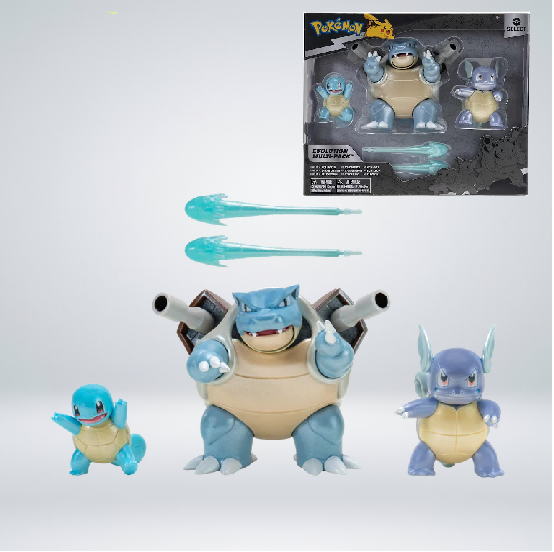 Pokémon - Pack figurines Carapuce, Carabaffe & Tortank, Select Evolution  Multipack
