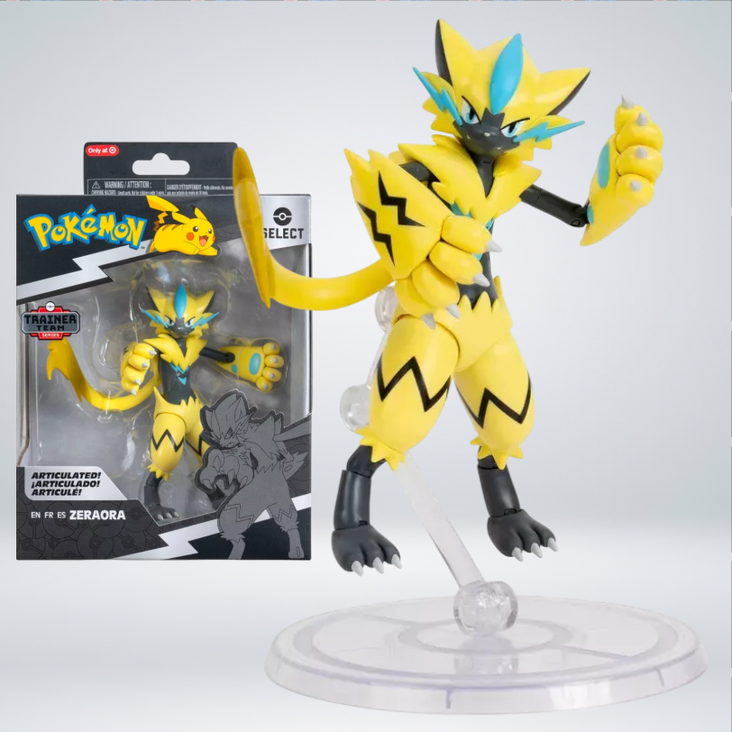 Pokémon Select Figura Zeraora 15 Cm | Super Articolata Con Supporto, Ufficiale Jazwares
