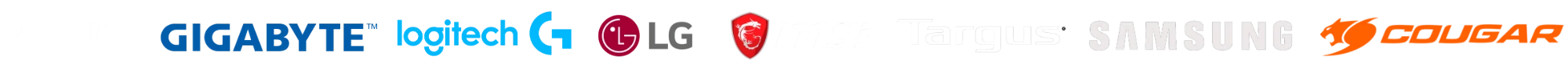 Marcas: Gigabyte, Logitech, LG, MSI, Targus, Samsung, Cougar