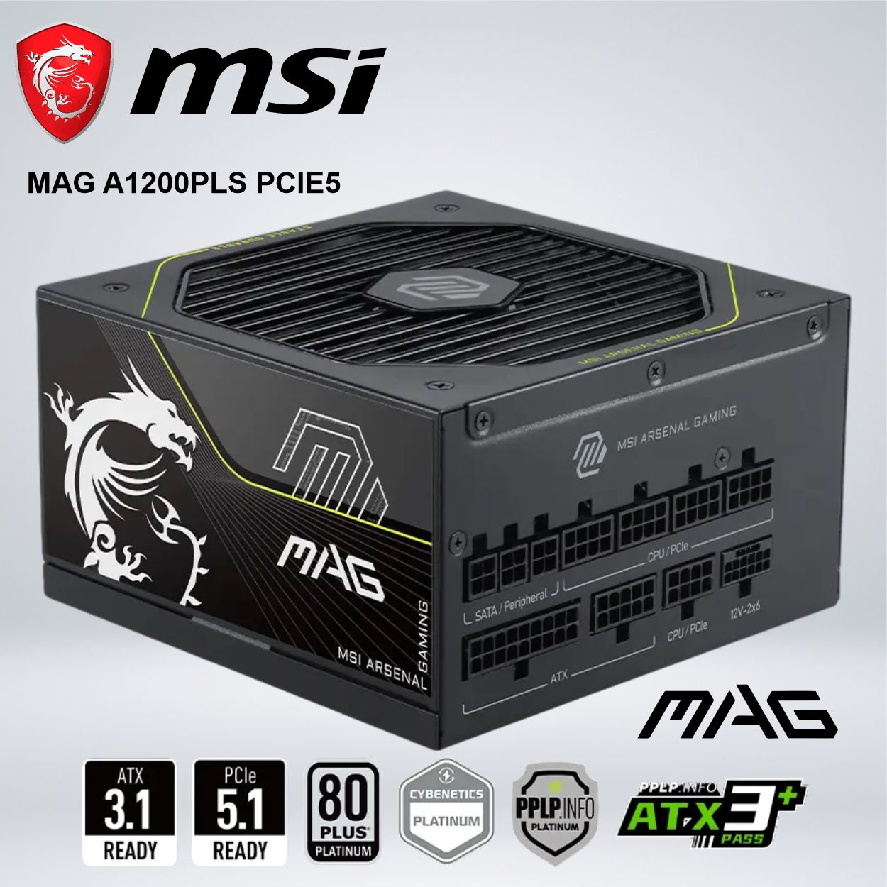 FUENTE DE ALIMENTACIÓN MSI MAG A1200PLS PCIE5 80 PLUS PLATINUM
