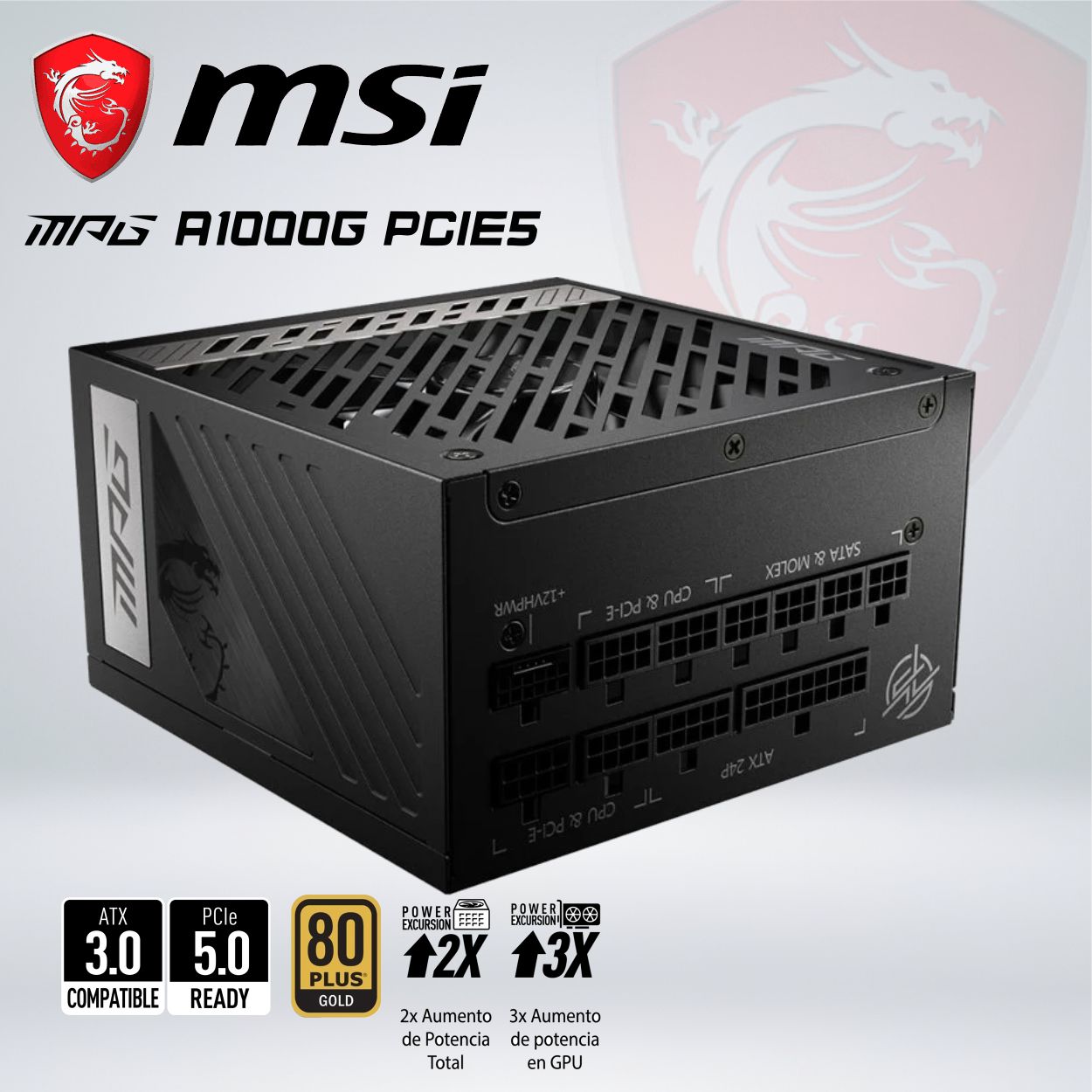 FUENTE DE ALIMENTACIÓN MSI MAG A1000G PCIE5 1000W 80 PLUS GOLD