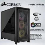 CASE CORSAIR MID TOWER FRAME 4000D RS NEGRO VENTILADORES ARGB PANEL ACERO Y VIDRIO TEMPLADO
