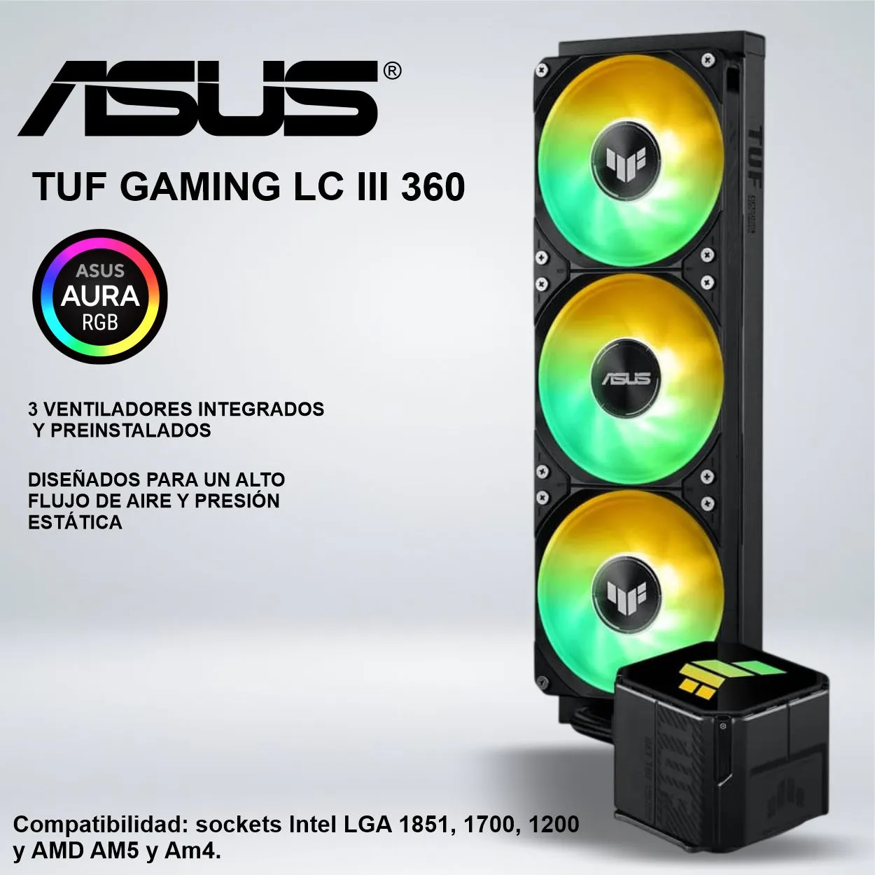 154999054_01 SISTEMA DE ENFRIAMIENTO LIQUIDO ASUS TUF GAMING LC III 360 ARGB LCD BLACK - Imagen 1