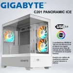 CASE MID TOWER GIGABYTE C201 PANORAMIC ICE ARGB WHITE