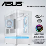 CASE MINI TOWER ASUS PRIME AP202 ARGB PANEL DE VIDRIO CURVO