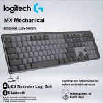 TECLADO LOGITECH MX MECHANICAL RECEPTOR USB BLUETOOTH ILUMINACION LED
