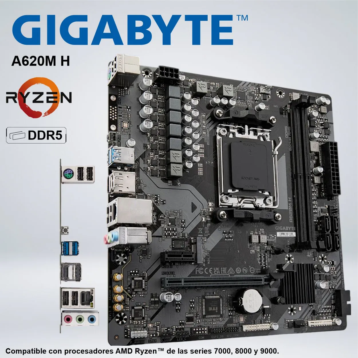 156167243_01 PLACA GIGABYTE A620M H AMD Ryzen™ DDR5 - Imagen 1