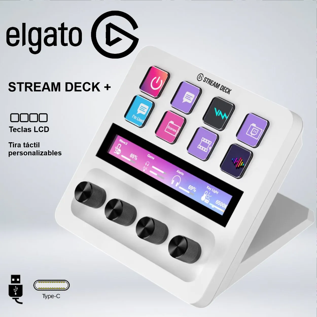 156393902_01 STREAM DECK+ ELGATO WHITE TECLAS LCD 10GBD9911 - Imagen 1