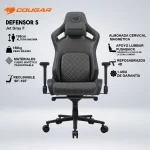 SILLA GAMING COUGAR DEFENSOR S JET GRAY F RECLINA 155° CUERO SINTÉTICO