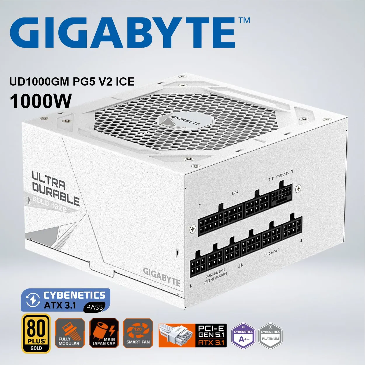 155288523_01 FUENTE DE ALIMENTACIÓN GIGABYTE UD1000GM PG5 V2 ICE 1000W 80 PLUS GOLD MODULAR - Imagen 1