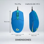 MOUSE LOGITECH G203 LIGHTSYNC OPTICAL 8000 DPI RGB BLUE (910-005795) - Imagen 5