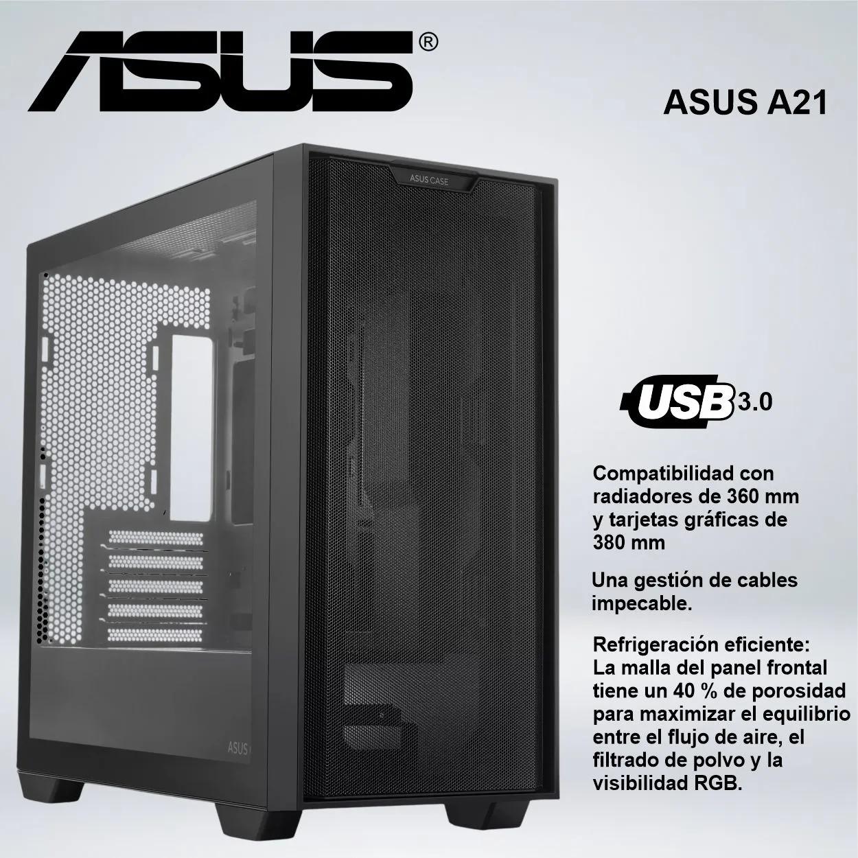 156697221_01 CASE MINI TOWER ASUS A21 BLACK - Imagen 1