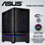 CASE MINI TOWER ASUS PRIME AP202 ARGB BLACK PANEL DE VIDRIO CURVO