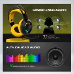 AUDIFONO GAMING IRIS-K AMARILLO RGB - Imagen 6