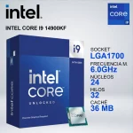 PROCESADOR INTEL CORE i9-14900KF, Cache 36 MB, Hasta 6.00 Ghz.