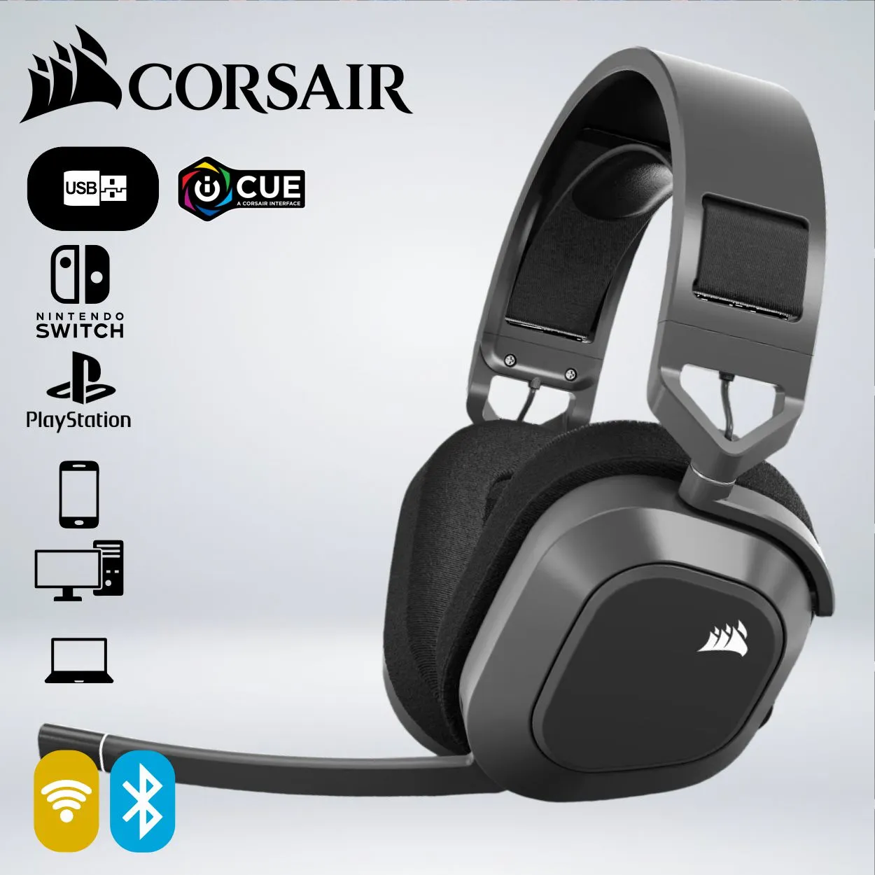 156843493_01 AUDIFONO GAMING CORSAIR HS80 MAX BLACK WIRELESS - Imagen 1