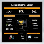 MONITOR GAMER VG249QML5A FULL HD 24 " fast IPS 240hz 0.3ms HDR10 G-SYNC AMD SPEAKER PIVOT - Imagen 7