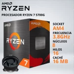 PROCESADOR RYZEN 7 5700G 3.8/4.6GHz 16MB AM4 GRAFICOS RADEON INCLUYE FAN-COOLER - 029863