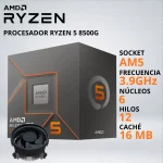 PROCESADOR RYZEN 5 8500G 3.9/5.0 GHz 16MB AM5 GRAFICOS RADEON 740M FAN-COOLER - 036232.