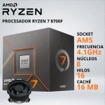 PROCESADOR RYZEN 7 8700F 4.1/5.0 GHz 16MB AM5 FAN-COOLER - 037006