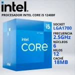 PROCESADOR INTEL CORE i5-12400F LGA1700 4.5/4.4 GHz 18MB - FAN-COOLER 031915