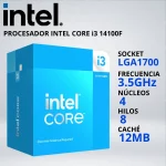 PROCESADOR INTEL CORE i3-14100F LGA1700 3.5/4.7 GHz 12MB FAN-COOLER - 036236