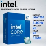 PROCESADOR INTEL CORE i7-14700KF LGA1700 3.4/5.6GHz 33MB - 035698