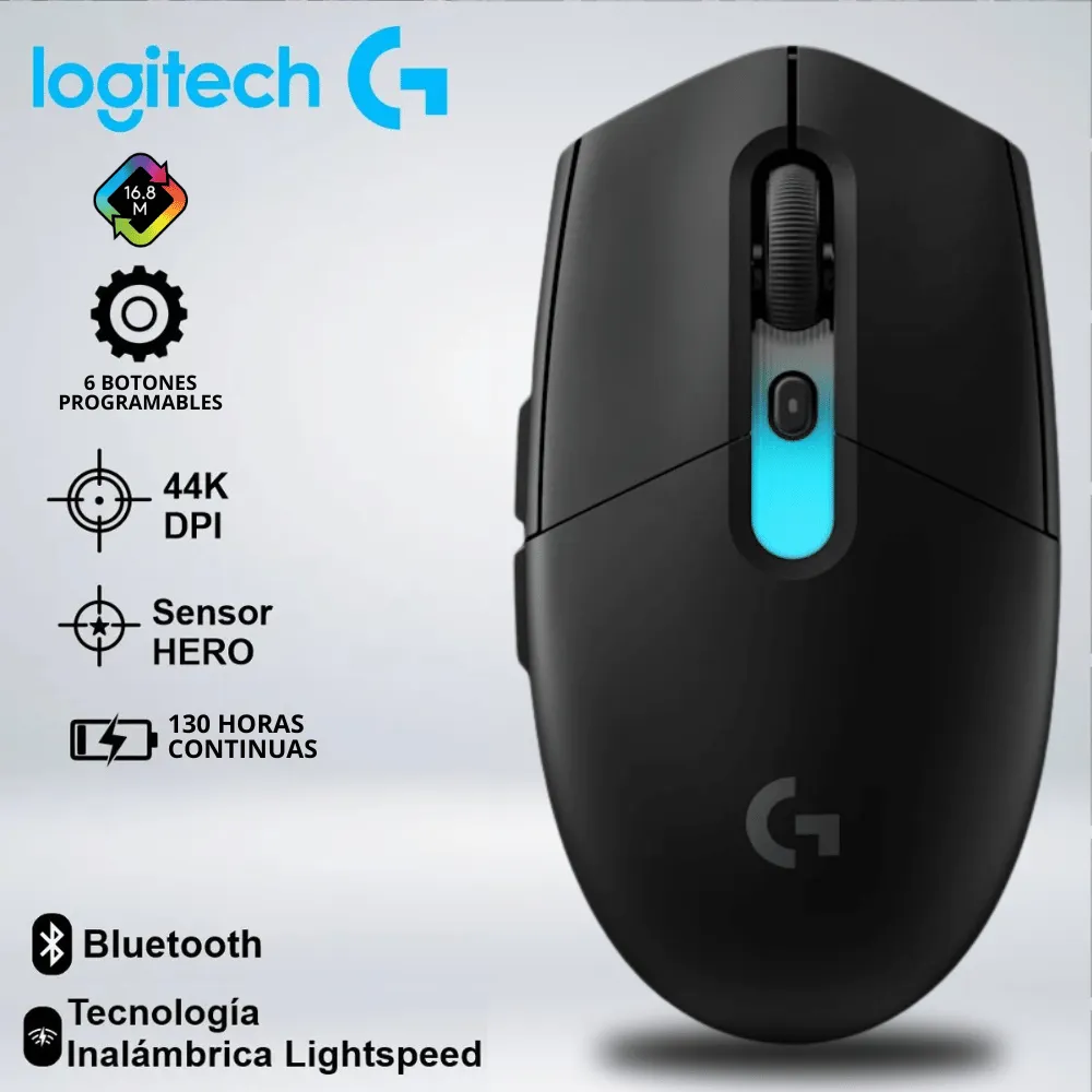 157729509_01 MOUSE LOGITECH G305 X SUPERLIGHT LIGHTSPEED 44K DPI 6 BOTONES SENSOR HERO 910-007738 - Imagen 1
