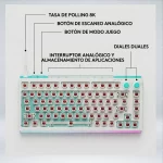TECLADO LOGITECH G512 X 75% TACTILE ANALÓGICO + MECÁNICO USB RGB LIGHTSYNC WHITE 920-013948 - Imagen 6