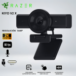 WEBCAM RAZER KIYO V2 X 1440P 60FPS AUTOFOCUS MICRÓFONO ESTÉREO USB BLACK RZ19-05380100-R3U1