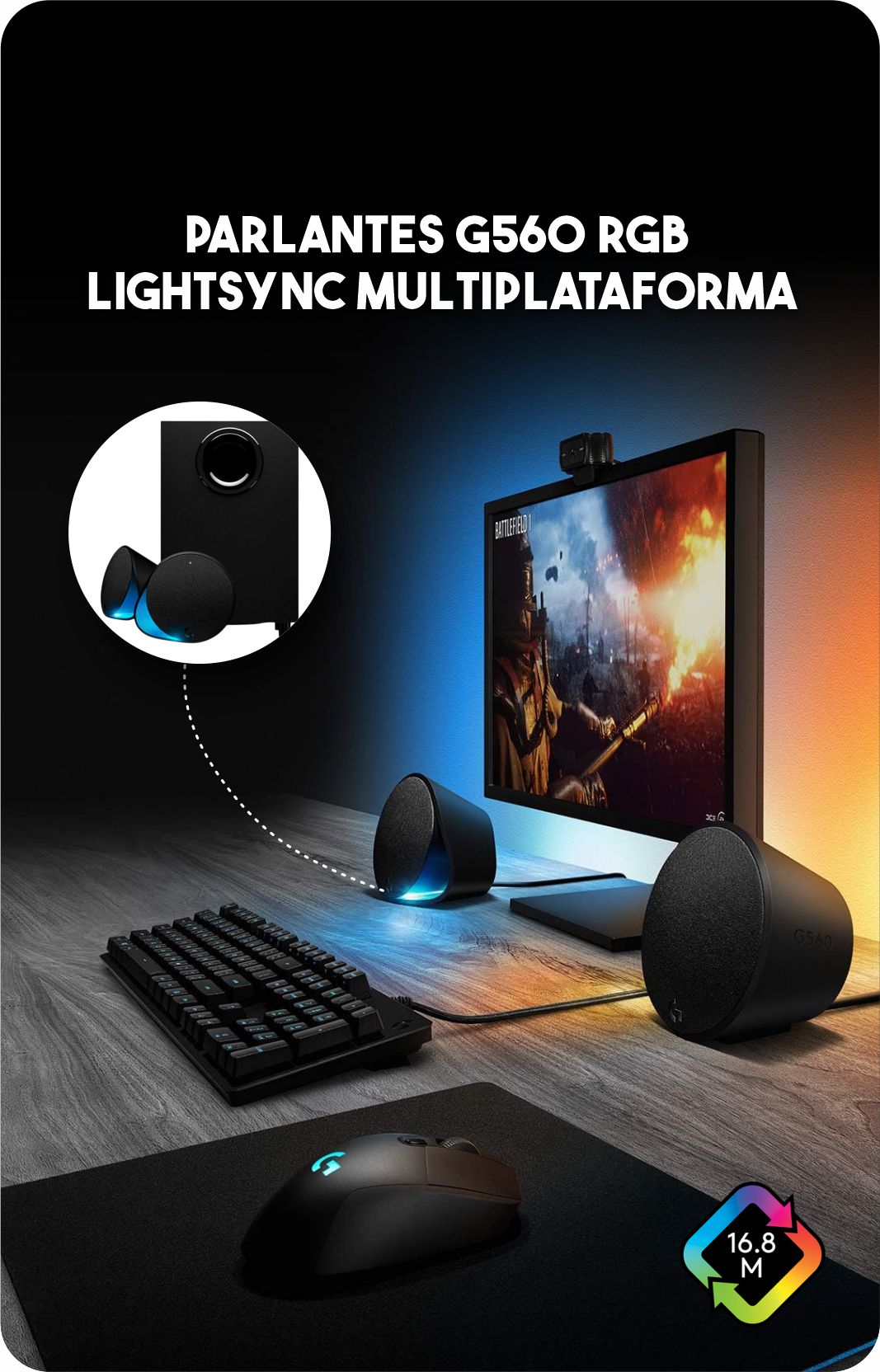 Parlantes Logitech G560 RGB Lightsync Multiplataforma